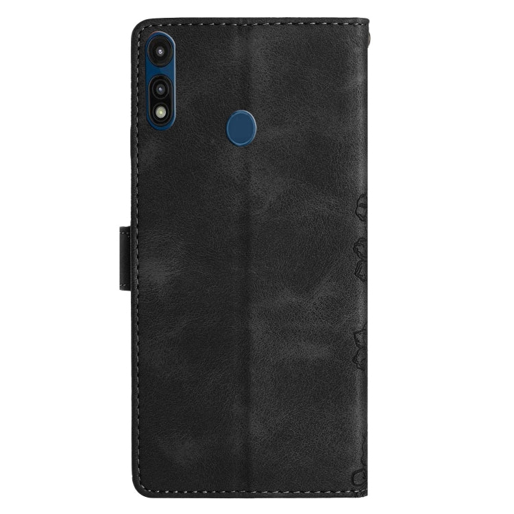 For Motorola Moto E 2020 Cherry Blossom Butterfly Skin Feel Embossed PU Phone Case