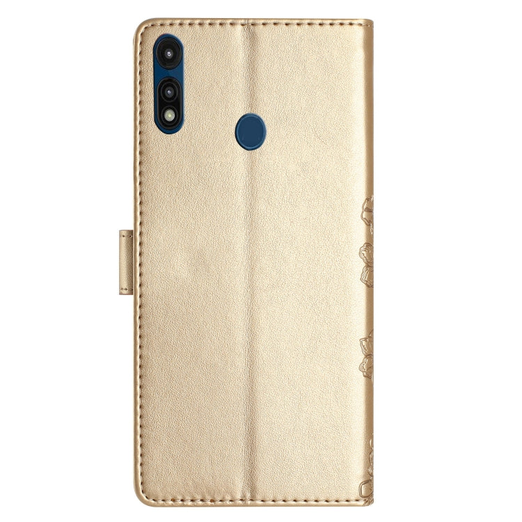 For Motorola Moto E 2020 Cherry Blossom Butterfly Skin Feel Embossed PU Phone Case