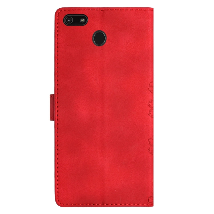 For Motorola Moto E6 Play Cherry Blossom Butterfly Skin Feel Embossed PU Phone Case
