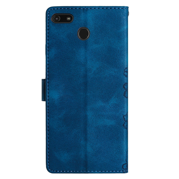 For Motorola Moto E6 Play Cherry Blossom Butterfly Skin Feel Embossed PU Phone Case