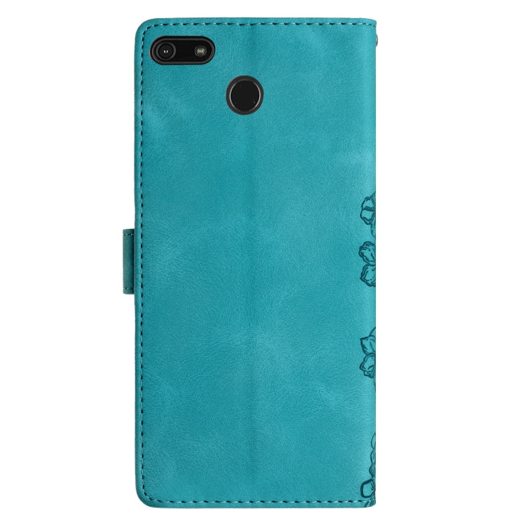 For Motorola Moto E6 Play Cherry Blossom Butterfly Skin Feel Embossed PU Phone Case