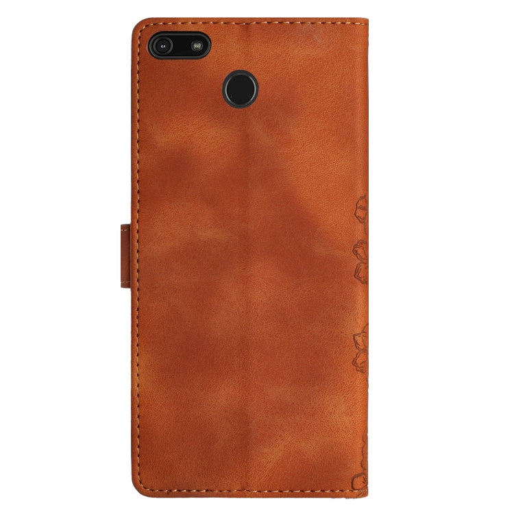For Motorola Moto E6 Play Cherry Blossom Butterfly Skin Feel Embossed PU Phone Case