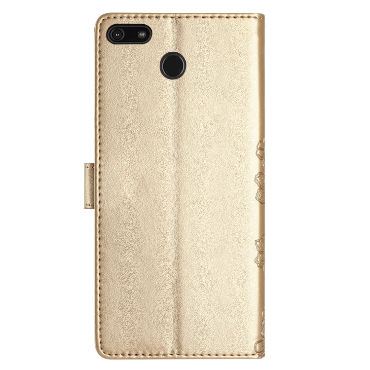 For Motorola Moto E6 Play Cherry Blossom Butterfly Skin Feel Embossed PU Phone Case
