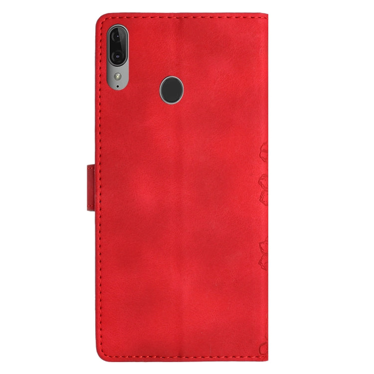 For Motorola Moto E6 Plus Cherry Blossom Butterfly Skin Feel Embossed PU Phone Case