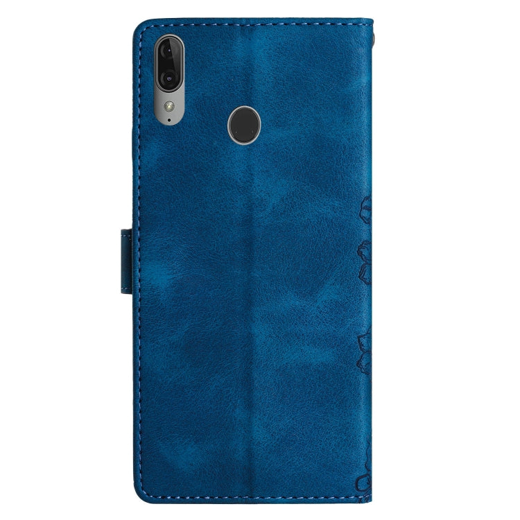 For Motorola Moto E6 Plus Cherry Blossom Butterfly Skin Feel Embossed PU Phone Case