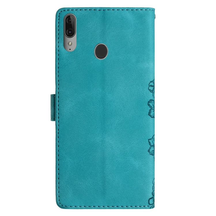 For Motorola Moto E6 Plus Cherry Blossom Butterfly Skin Feel Embossed PU Phone Case