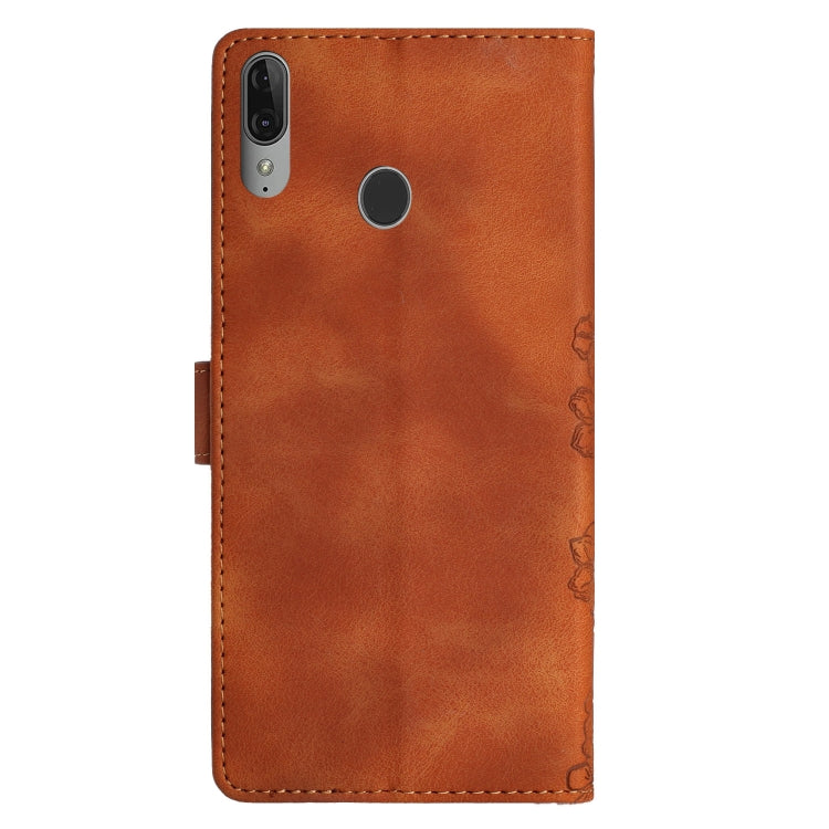 For Motorola Moto E6 Plus Cherry Blossom Butterfly Skin Feel Embossed PU Phone Case
