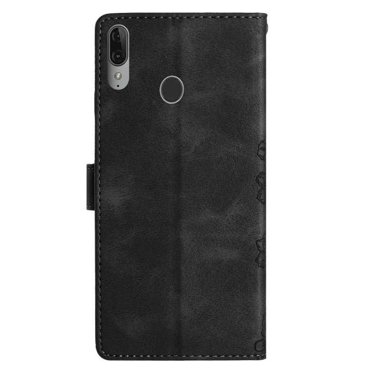 For Motorola Moto E6 Plus Cherry Blossom Butterfly Skin Feel Embossed PU Phone Case