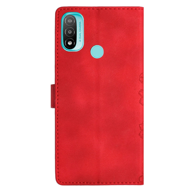 For Motorola Moto E20 / E30 / E40 Cherry Blossom Butterfly Skin Feel Embossed PU Phone Case