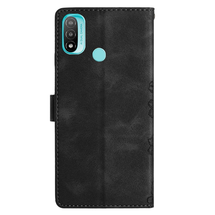 For Motorola Moto E20 / E30 / E40 Cherry Blossom Butterfly Skin Feel Embossed PU Phone Case