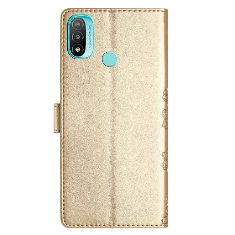 For Motorola Moto E20 / E30 / E40 Cherry Blossom Butterfly Skin Feel Embossed PU Phone Case