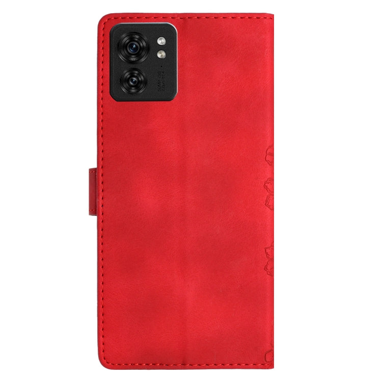 For Motorola Edge 40 Cherry Blossom Butterfly Skin Feel Embossed PU Phone Case