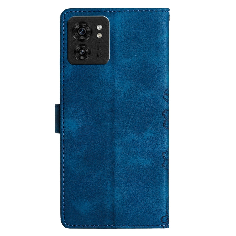 For Motorola Edge 40 Cherry Blossom Butterfly Skin Feel Embossed PU Phone Case