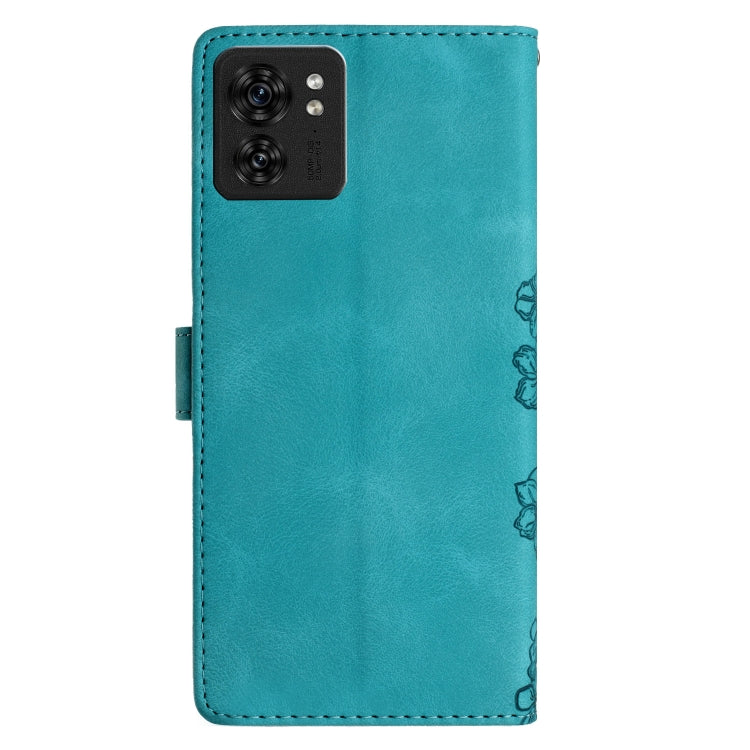 For Motorola Edge 40 Cherry Blossom Butterfly Skin Feel Embossed PU Phone Case