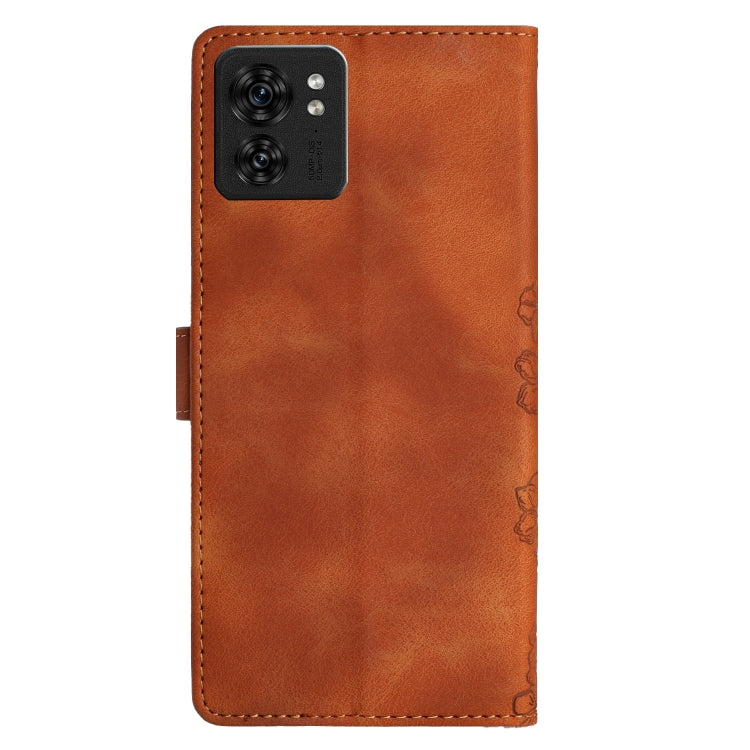 For Motorola Edge 40 Cherry Blossom Butterfly Skin Feel Embossed PU Phone Case