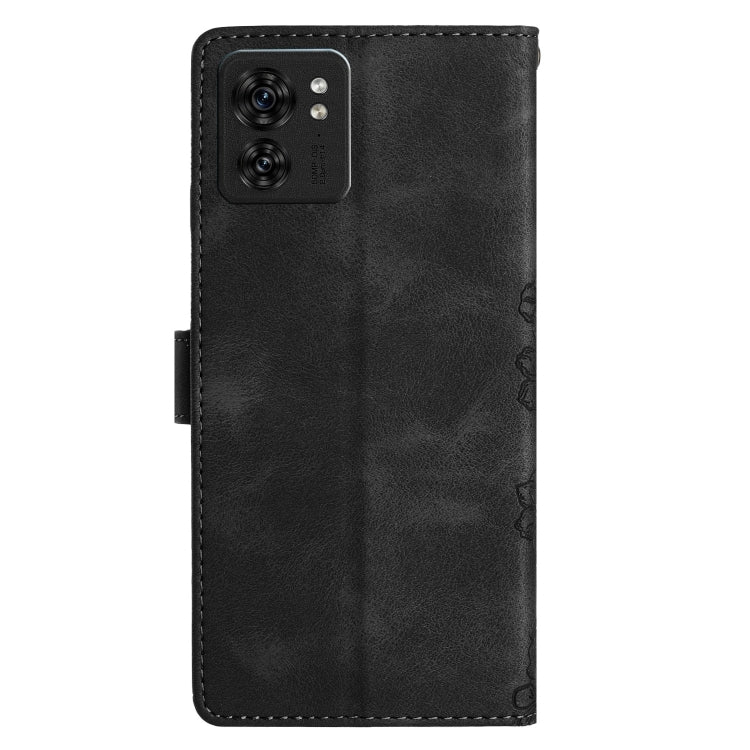 For Motorola Edge 40 Cherry Blossom Butterfly Skin Feel Embossed PU Phone Case
