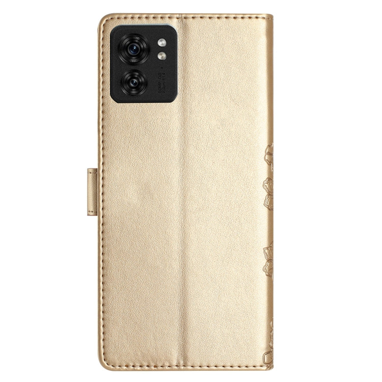 For Motorola Edge 40 Cherry Blossom Butterfly Skin Feel Embossed PU Phone Case