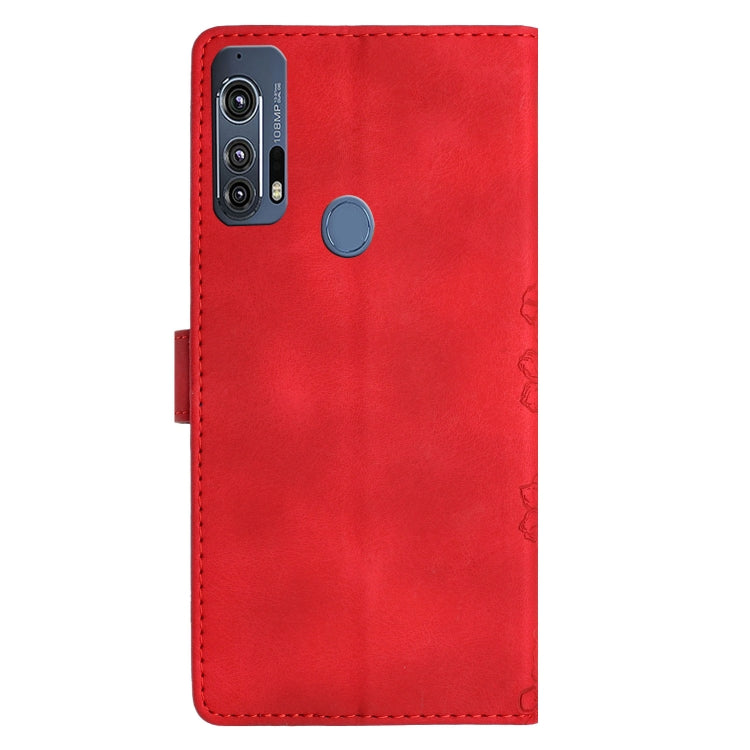 For Motorola Edge+ 2020 Cherry Blossom Butterfly Skin Feel Embossed PU Phone Case
