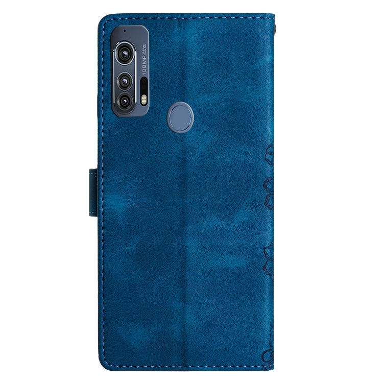 For Motorola Edge+ 2020 Cherry Blossom Butterfly Skin Feel Embossed PU Phone Case