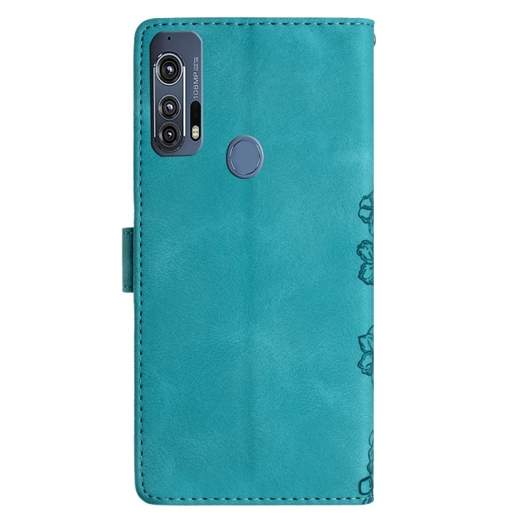 For Motorola Edge+ 2020 Cherry Blossom Butterfly Skin Feel Embossed PU Phone Case