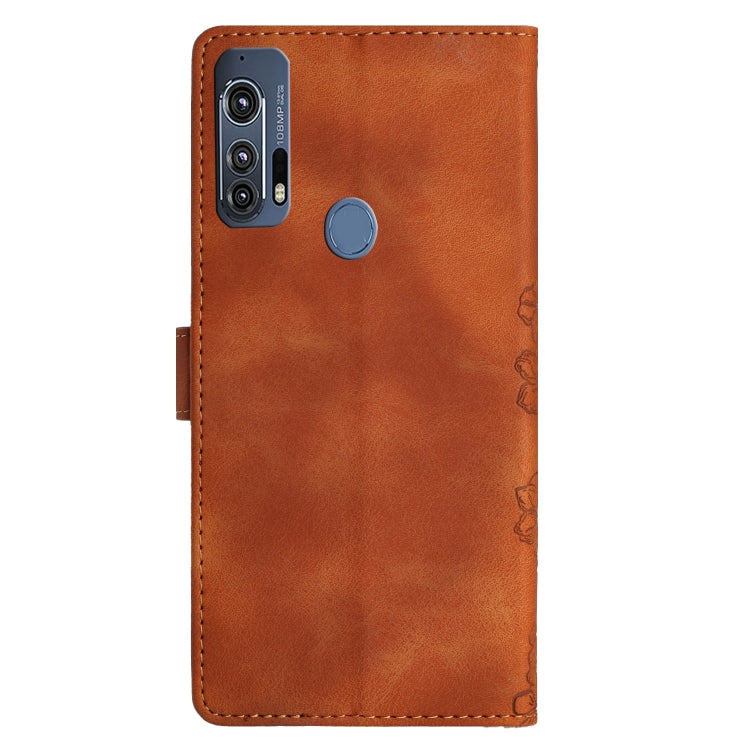 For Motorola Edge+ 2020 Cherry Blossom Butterfly Skin Feel Embossed PU Phone Case