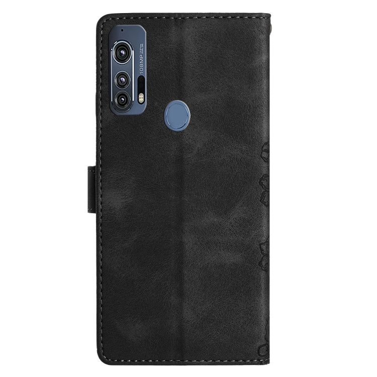 For Motorola Edge+ 2020 Cherry Blossom Butterfly Skin Feel Embossed PU Phone Case