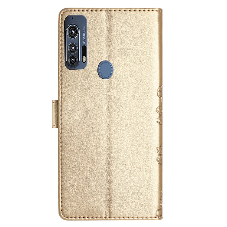 For Motorola Edge+ 2020 Cherry Blossom Butterfly Skin Feel Embossed PU Phone Case