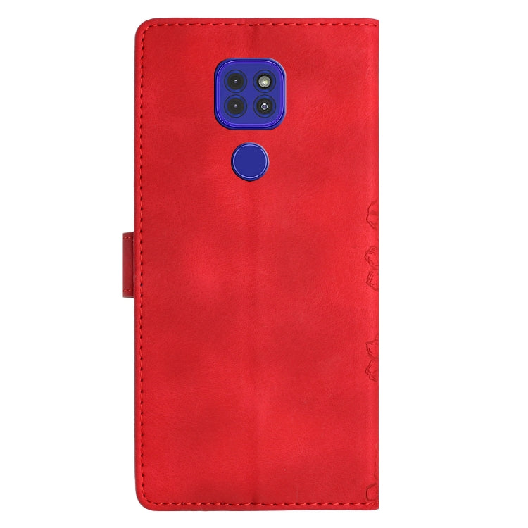 For Motorola Moto G9 / G9 Play Cherry Blossom Butterfly Skin Feel Embossed PU Phone Case