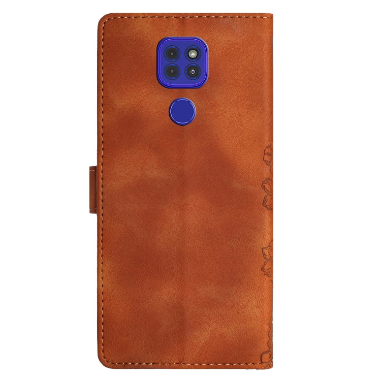 For Motorola Moto G9 / G9 Play Cherry Blossom Butterfly Skin Feel Embossed PU Phone Case