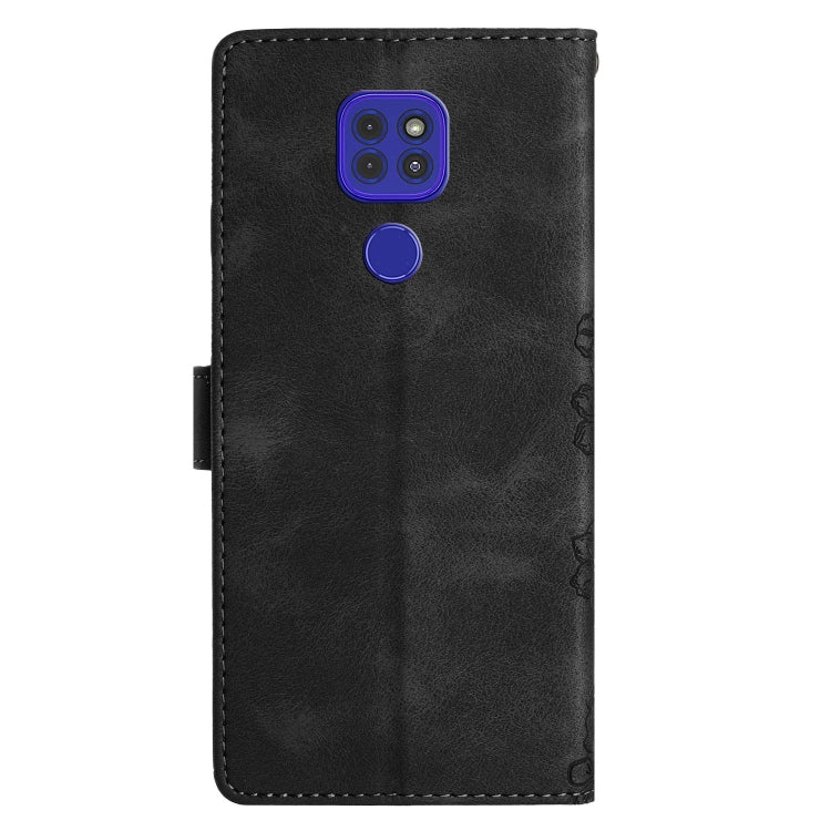 For Motorola Moto G9 / G9 Play Cherry Blossom Butterfly Skin Feel Embossed PU Phone Case