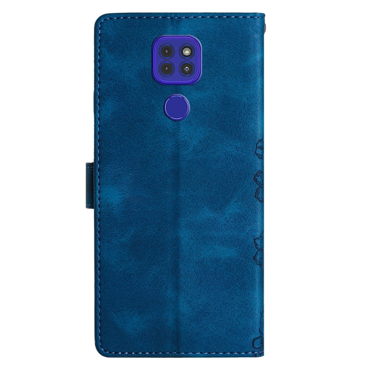 For Motorola Moto E7 Plus Cherry Blossom Butterfly Skin Feel Embossed PU Phone Case