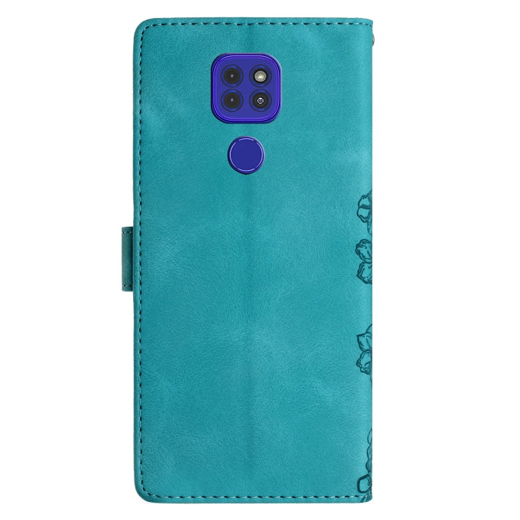 For Motorola Moto E7 Plus Cherry Blossom Butterfly Skin Feel Embossed PU Phone Case