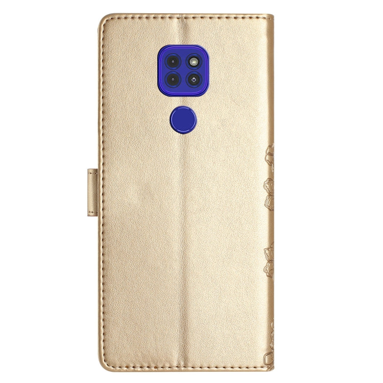 For Motorola Moto E7 Plus Cherry Blossom Butterfly Skin Feel Embossed PU Phone Case