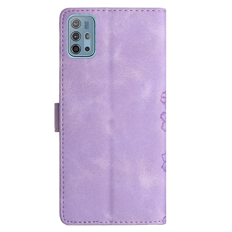 For Motorola Moto G10 / G30 / G20 Cherry Blossom Butterfly Skin Feel Embossed PU Phone Case