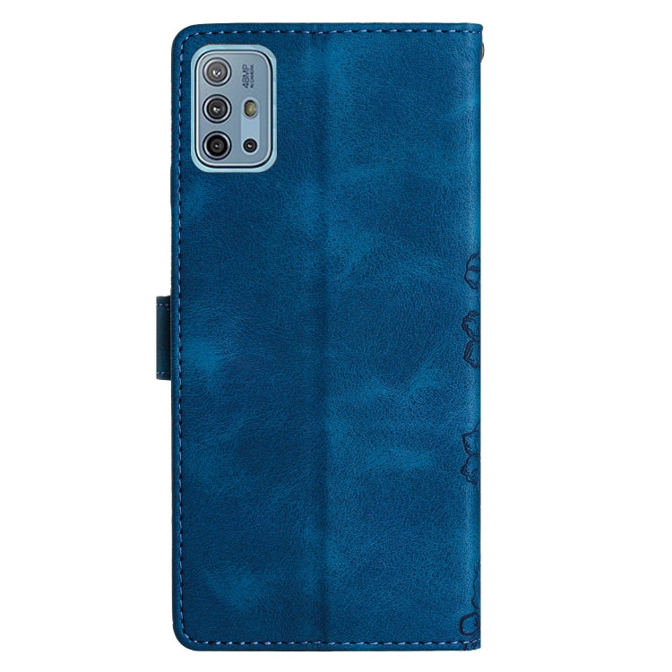For Motorola Moto G10 / G30 / G20 Cherry Blossom Butterfly Skin Feel Embossed PU Phone Case