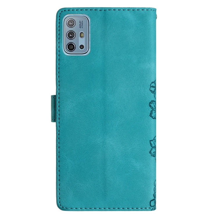 For Motorola Moto G10 / G30 / G20 Cherry Blossom Butterfly Skin Feel Embossed PU Phone Case