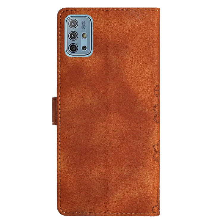 For Motorola Moto G10 / G30 / G20 Cherry Blossom Butterfly Skin Feel Embossed PU Phone Case