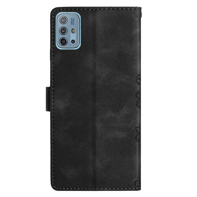 For Motorola Moto G10 / G30 / G20 Cherry Blossom Butterfly Skin Feel Embossed PU Phone Case