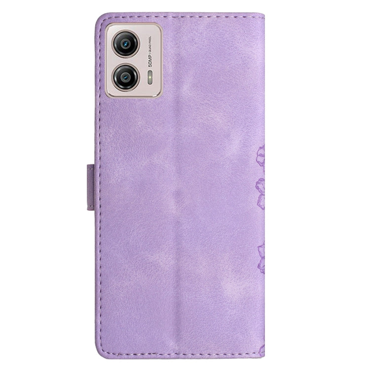 For Motorola Moto G13 Cherry Blossom Butterfly Skin Feel Embossed PU Phone Case