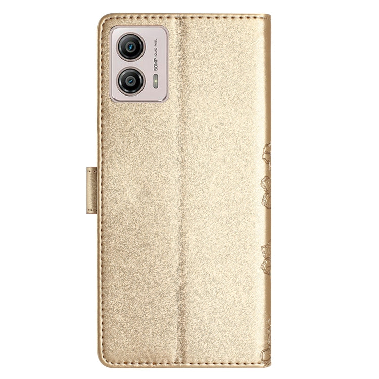 For Motorola Moto G13 Cherry Blossom Butterfly Skin Feel Embossed PU Phone Case