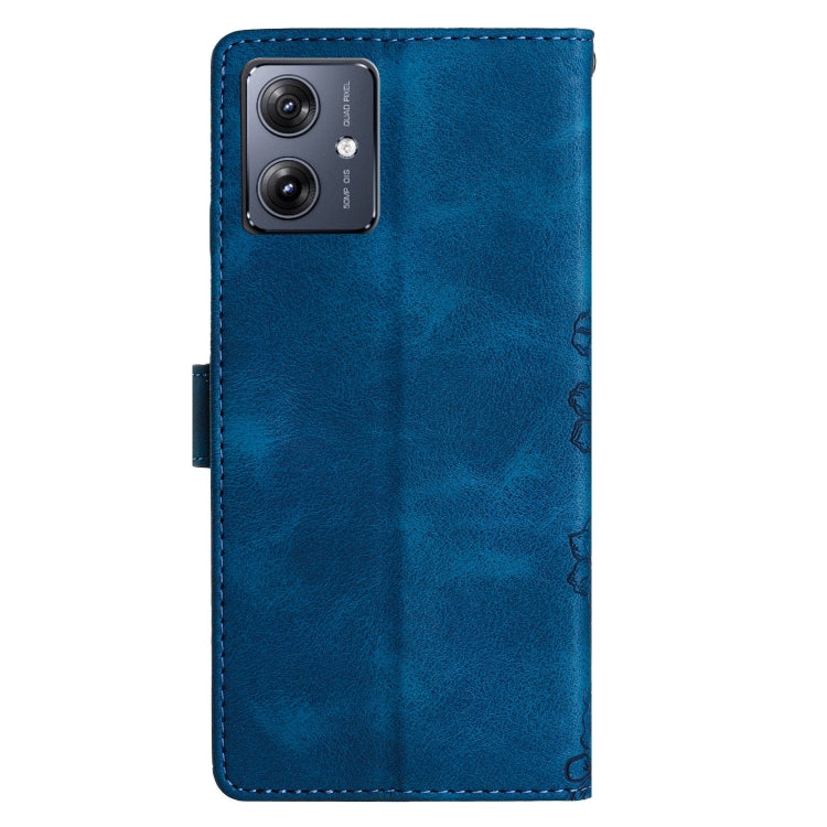 For Motorola Moto G14 4G Cherry Blossom Butterfly Skin Feel Embossed PU Phone Case