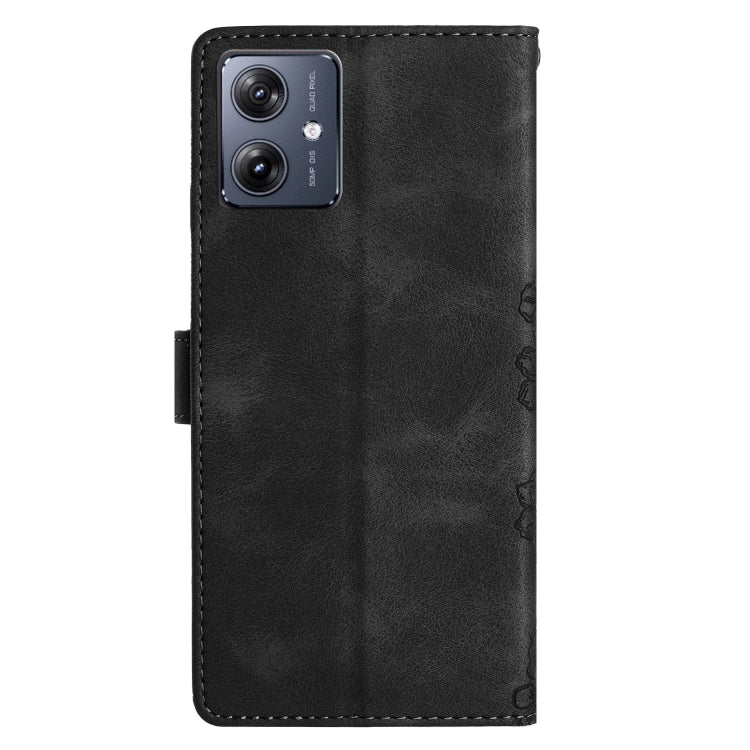 For Motorola Moto G14 4G Cherry Blossom Butterfly Skin Feel Embossed PU Phone Case