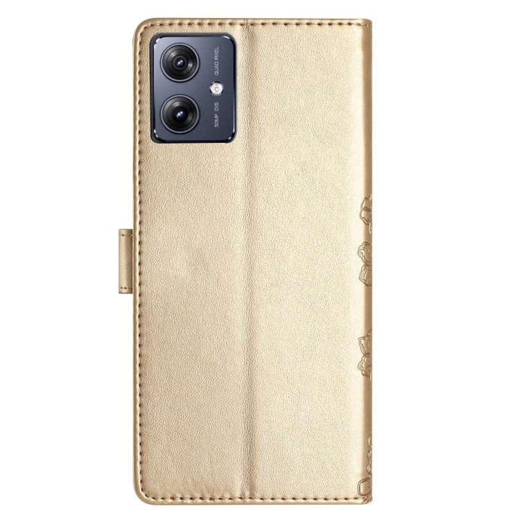 For Motorola Moto G14 4G Cherry Blossom Butterfly Skin Feel Embossed PU Phone Case