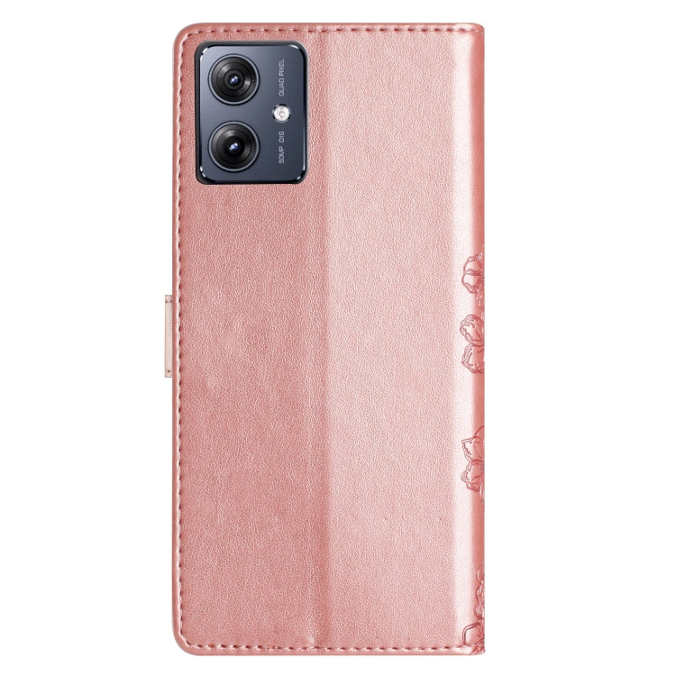 For Motorola Moto G14 4G Cherry Blossom Butterfly Skin Feel Embossed PU Phone Case