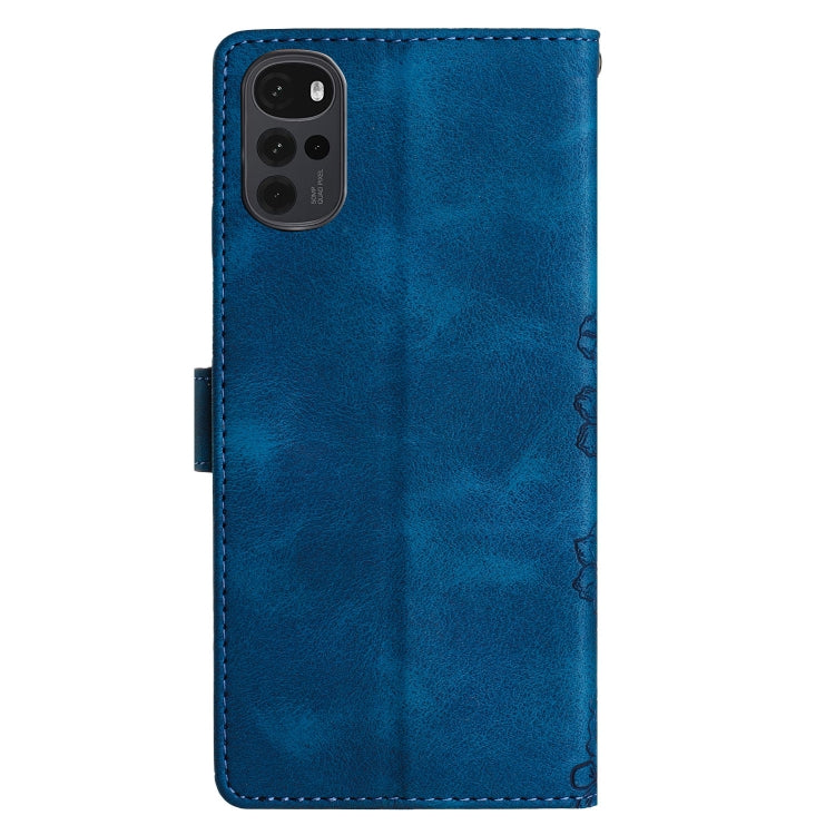 For Motorola Moto G22 Cherry Blossom Butterfly Skin Feel Embossed PU Phone Case
