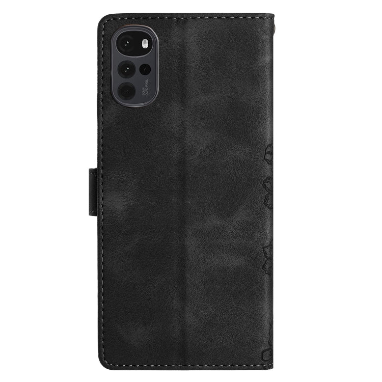 For Motorola Moto G22 Cherry Blossom Butterfly Skin Feel Embossed PU Phone Case