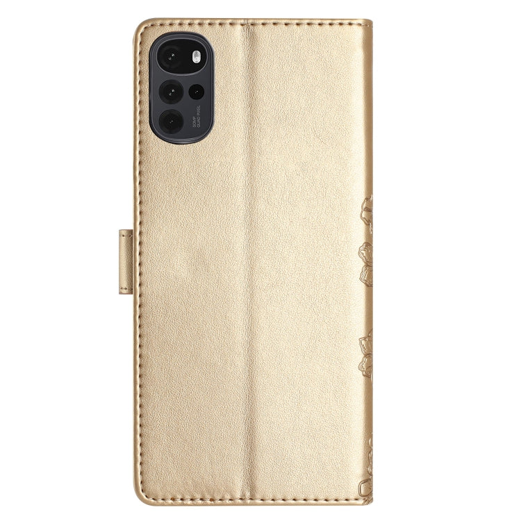 For Motorola Moto G22 Cherry Blossom Butterfly Skin Feel Embossed PU Phone Case