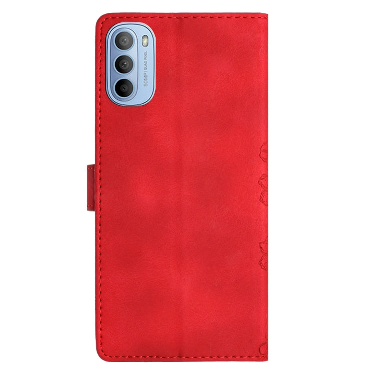 For Motorola Moto G31 / G41 Cherry Blossom Butterfly Skin Feel Embossed PU Phone Case