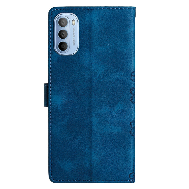 For Motorola Moto G31 / G41 Cherry Blossom Butterfly Skin Feel Embossed PU Phone Case