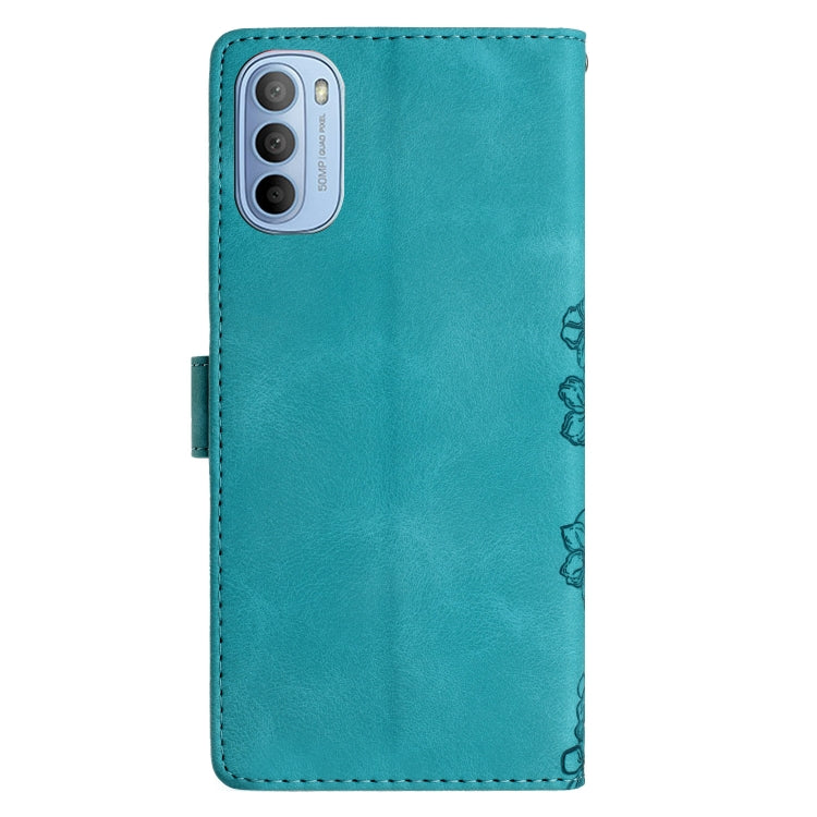 For Motorola Moto G31 / G41 Cherry Blossom Butterfly Skin Feel Embossed PU Phone Case